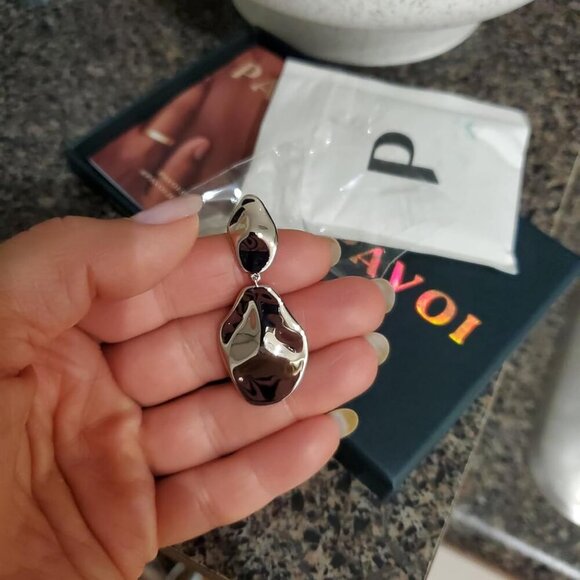 14k Gold Plated White Gold 925 Sterling Silver Drop Dangle Earrings - Picture 5 of 11